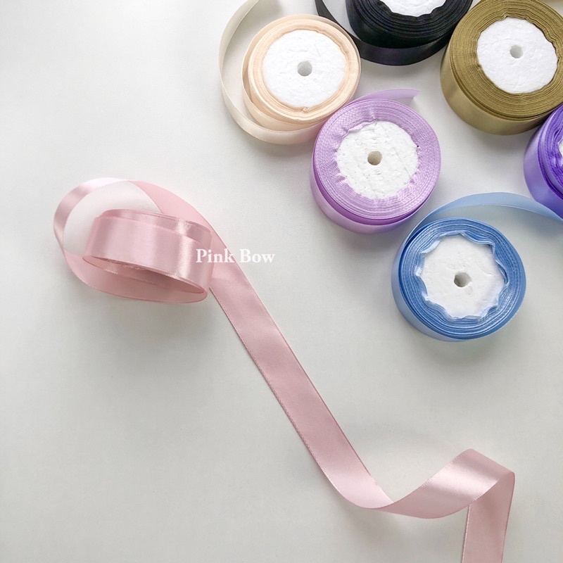 (1 MÉT) Dây ruy băng bản 2.5cm Satin Gói Quà/ Cột Tóc/ Buộc Hoa/ Trang trí bánh kem tiệc tùng đủ màu pastel Hàn Quốc