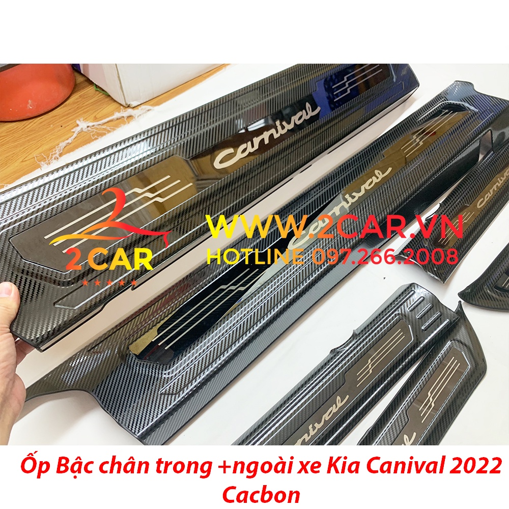 Ốp bậc cửa, Nẹp bước chân trong ngoài xe KIA Carnival 2021 - 2022- 2023-2024 Hàng cao cấp