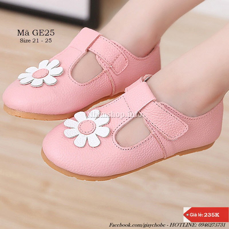 Giày bé gái - Giày trẻ em búp bê công chúa da mềm điểm hoa dễ thương đi học đi chơi full size 1 - 3 tuổi GE25