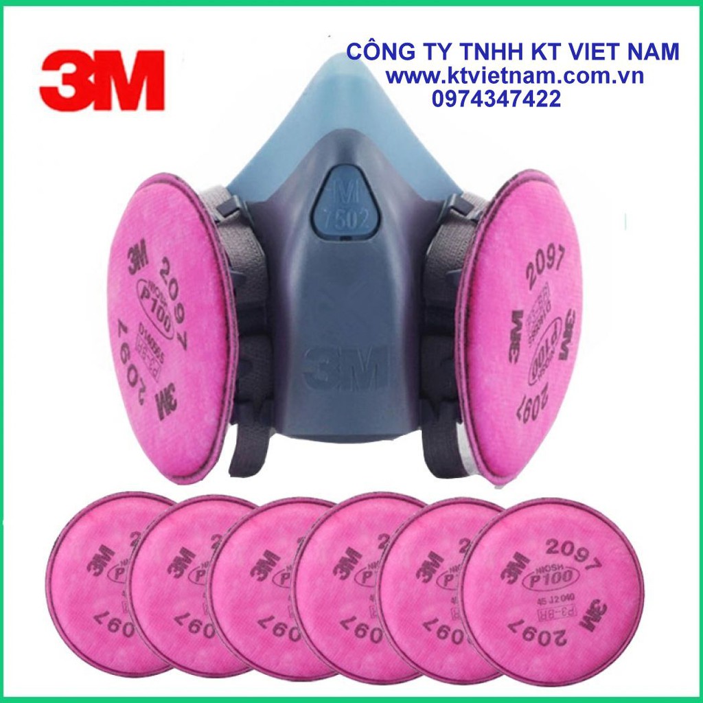 Trọn bộ mặt nạ 3M 7502 + phin lọc 3M 2097