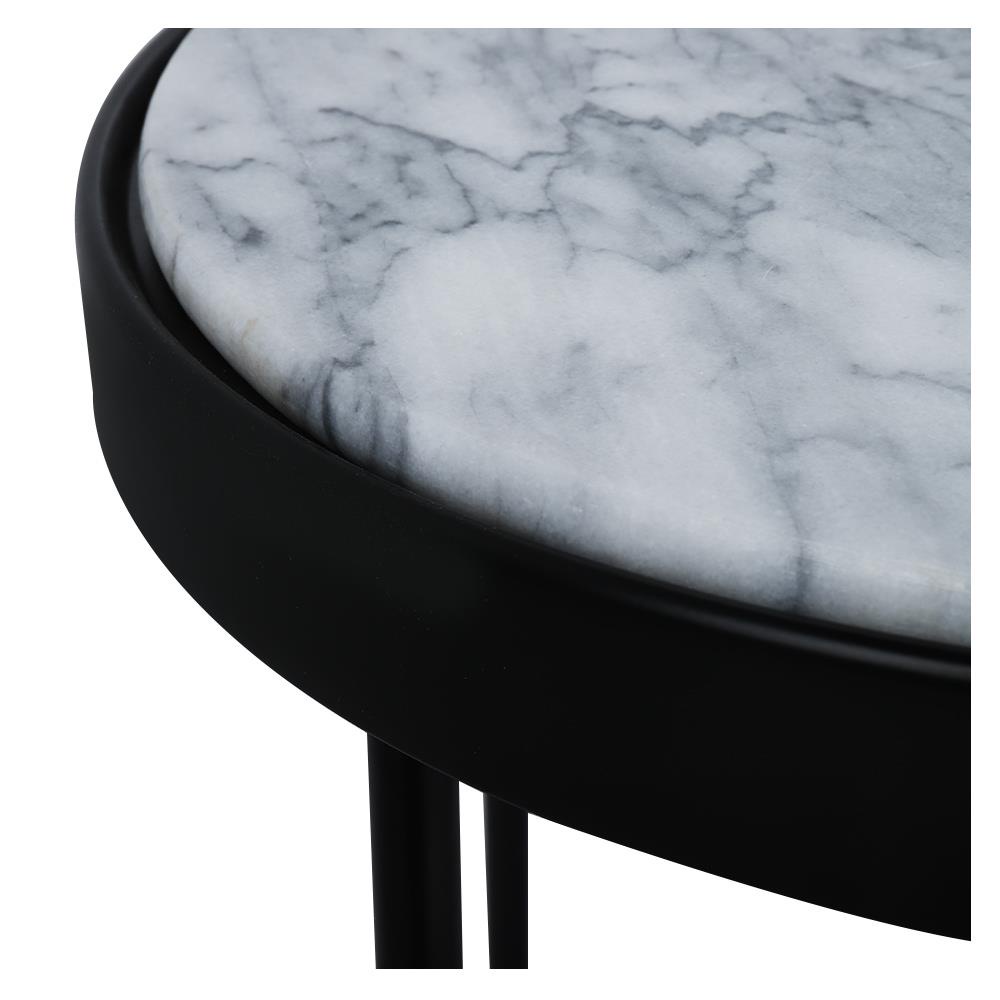 HomeBase FURDINI Bàn cà phê/sofa BOTERO bằng thép và đá cẩm thạch W40XD40XH50CM màu trắng/đen