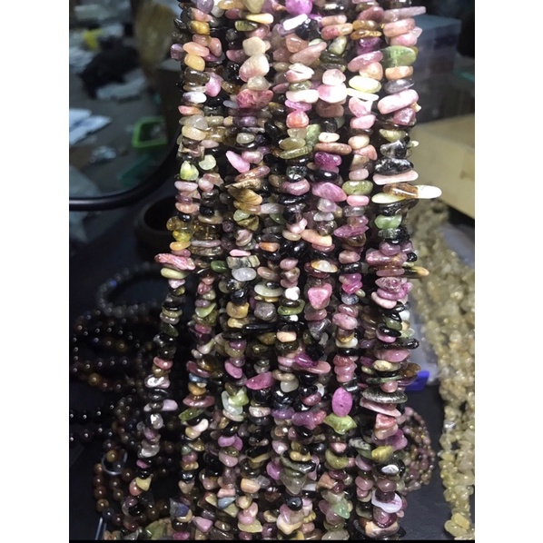 Xâu đá thanh tẩy vụn bóng xỏ lỗ làm HandMade ,DIY, vòng may mắn, tarot,…