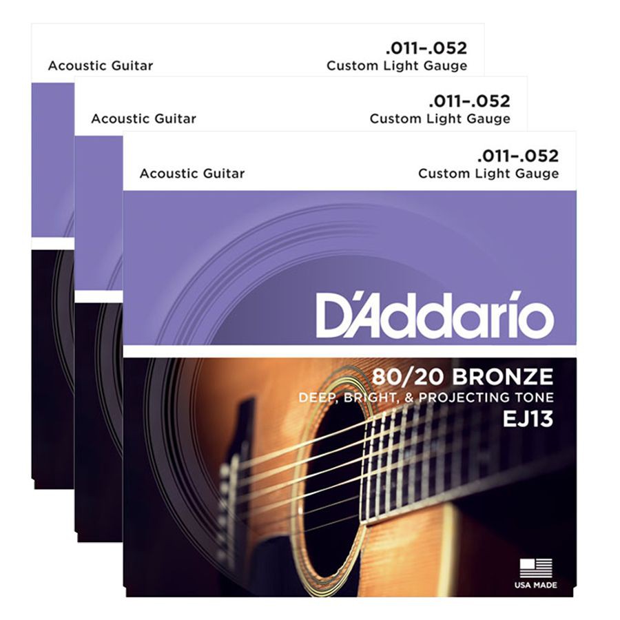 Dây Guitar Acoustic D'Addario EJ13, Custom Light, 11-52, 80/20 Bronze ( Hàng Chính Hãng )