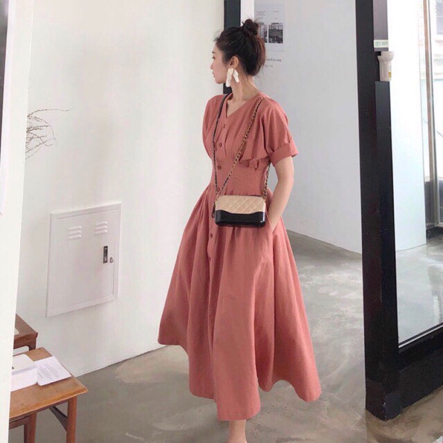[ẢNH THẬT CUỐI] Đầm Maxi Hồng Form Xòe Bo Eo Đầm Dự Tiệc Form Dài - DM011 | BigBuy360 - bigbuy360.vn