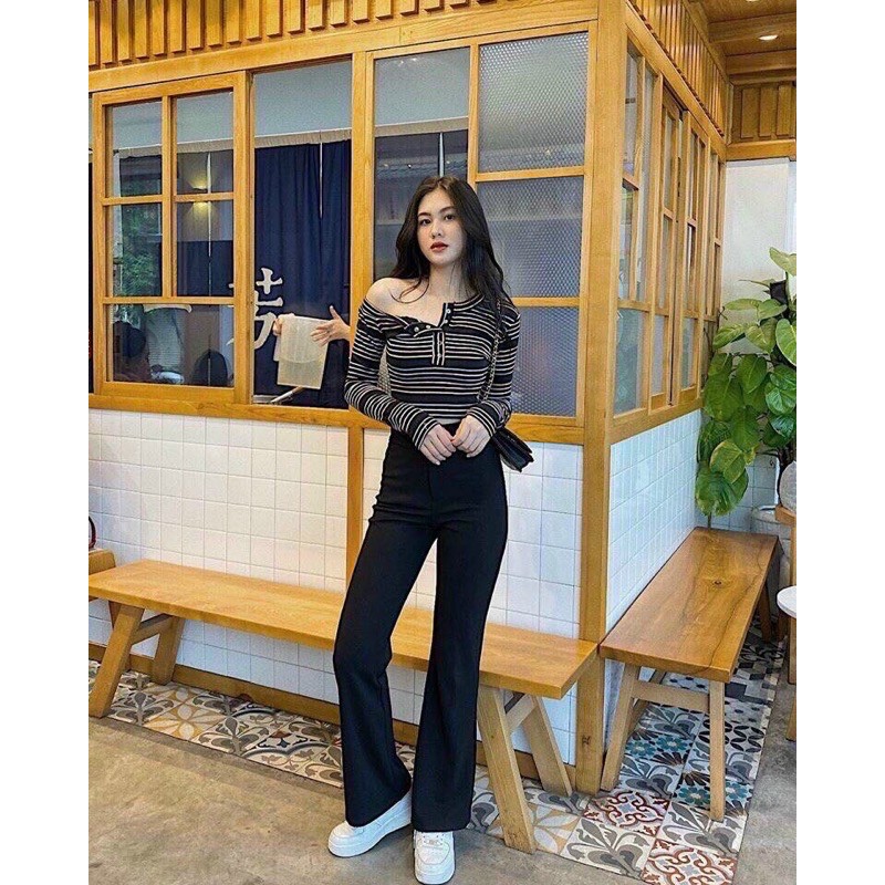 QUẦN JEANS NỮ BASS DÀI MỘT MÀU ĐEN DUY NHẤT C-CHÂU