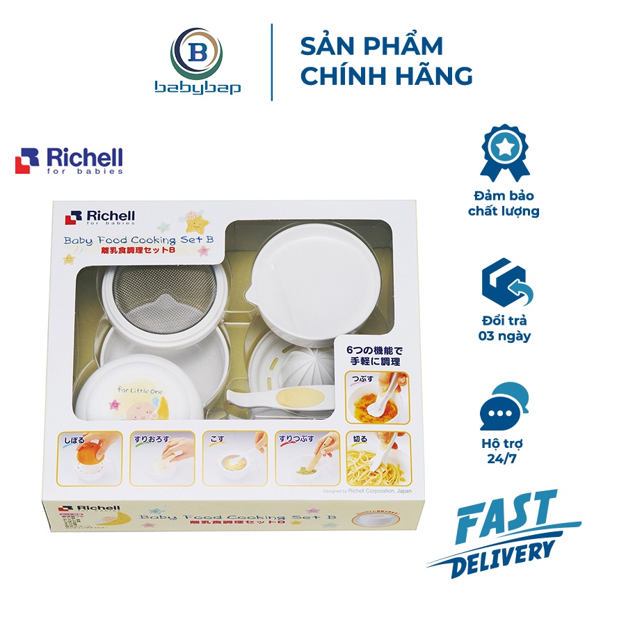Bộ Chế Biến Ăn Dặm Kiểu Nhật Richell Bộ 8 Món Làm Từ Chất Liệu Cao Cấp, An Toàn
