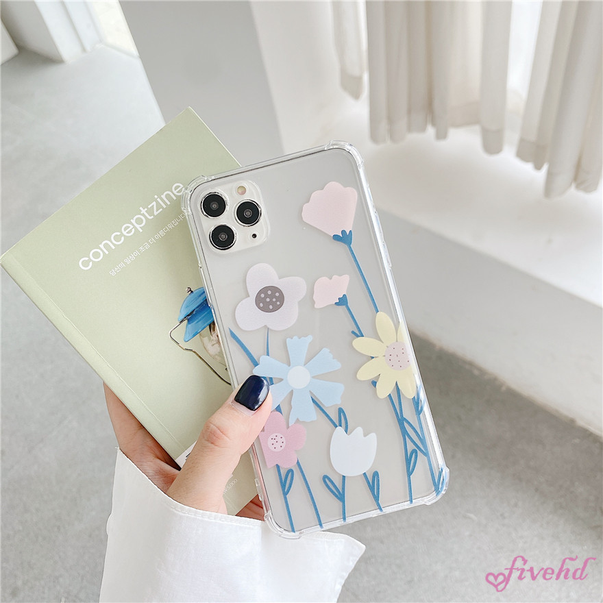 Ốp điện thoại silicon mềm trong suốt họa tiết hình hoa cho iPhone SE 2020 11 Pro Maxx Xs Max Xr 8 7 6 6s Plus | BigBuy360 - bigbuy360.vn