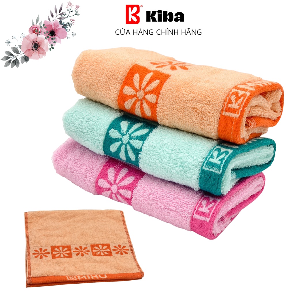 Khăn Mặt Màu Trơn MIHU (Thương Hiệu KIBA) Cỡ Nhỏ 28x48cm Loại Mỏng Nhẹ, Chất Cotton Thấm Hút, Màu Trơn, Giá Rẻ