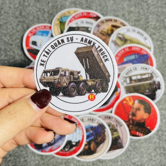 15 Logo Xe Tải Quân Sự, Tem Dán Army Truck [Kích thước 5.5cm]