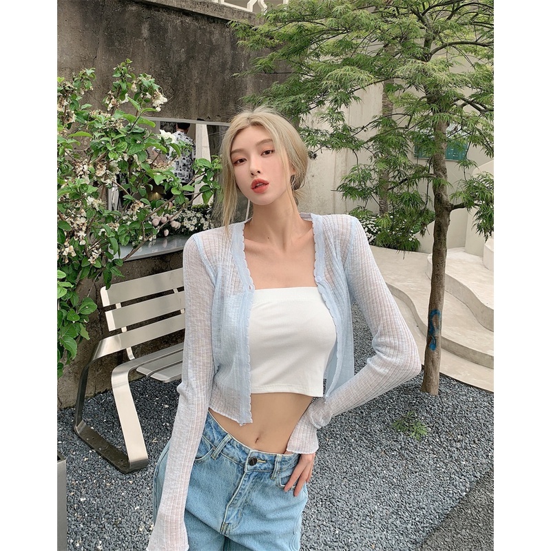 ÁO KHOÁC NHẸ 🌼NANO Studio🌼LEN MỎNG CARDIGAN GÀI NÚT cao cấp 2021 mùa hè Siêu Nhẹ Hàng nhập QC phối váy | BigBuy360 - bigbuy360.vn