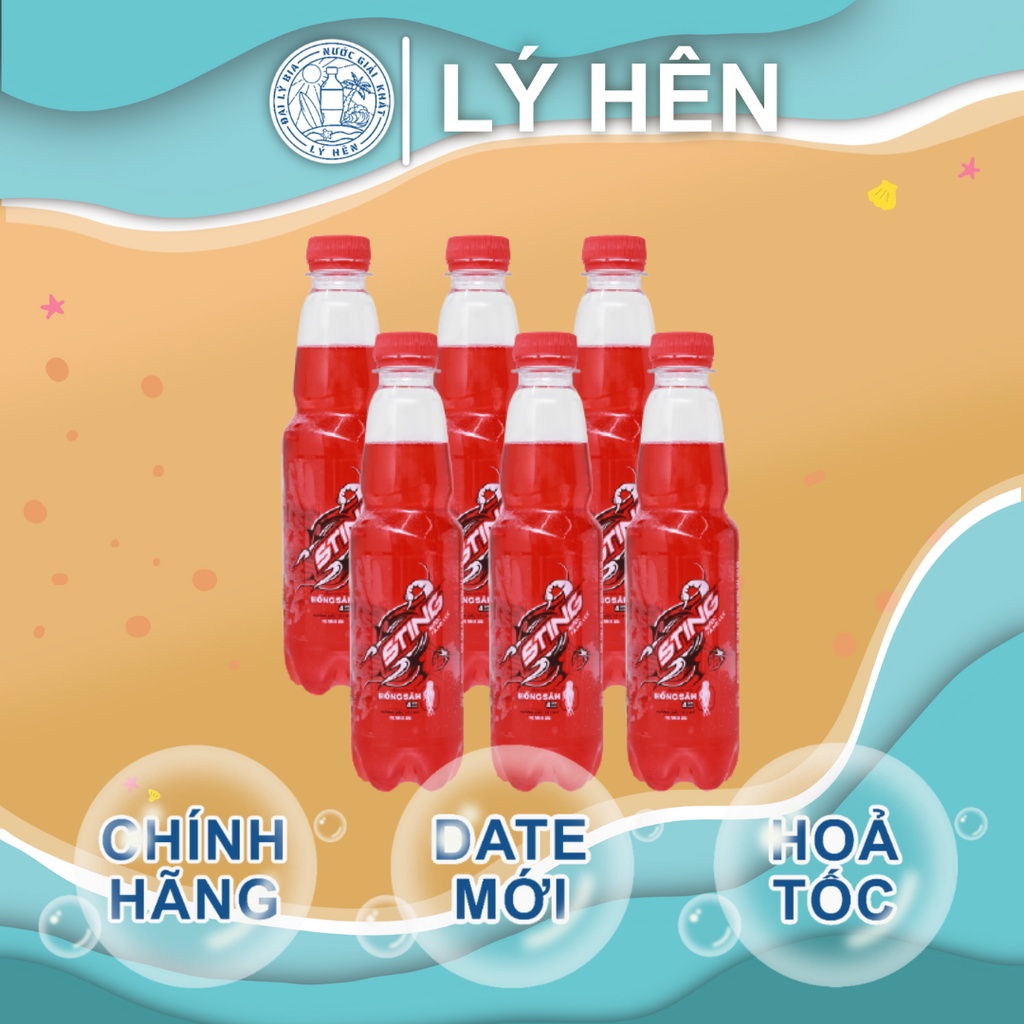 Lốc 6 Chai Nước Uống Tăng Lực Sting Dâu Tây Đỏ - Gold Rush Energy Drink Chai Nhựa PEP 330ml Date Luôn Mới
