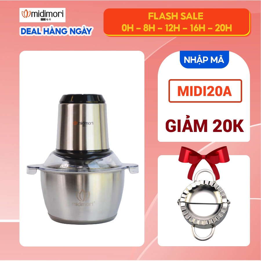 [Mã ELHADEV giảm 4% đơn 300K] Máy xay thịt inox Midimori GC-24338 (500W) - Tặng khuôn bánh sủi cảo, há cảo inox 304