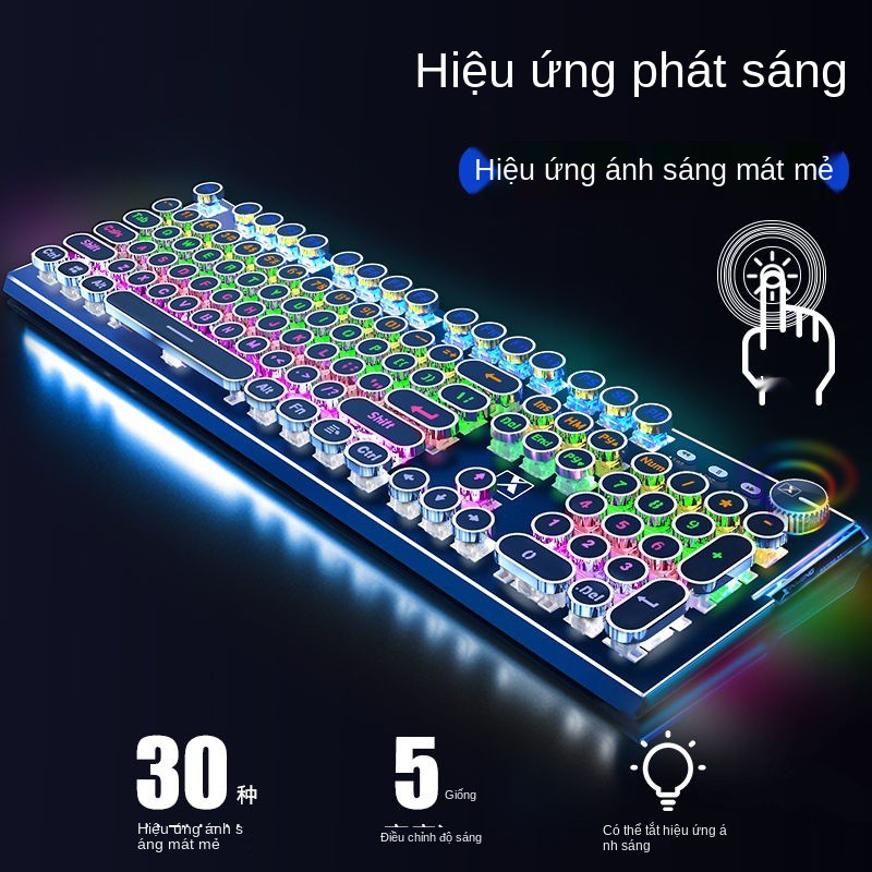 Máy tính xách tay có dây usb punk bàn phím cơ trục xanh bộ chuột chơi game gà