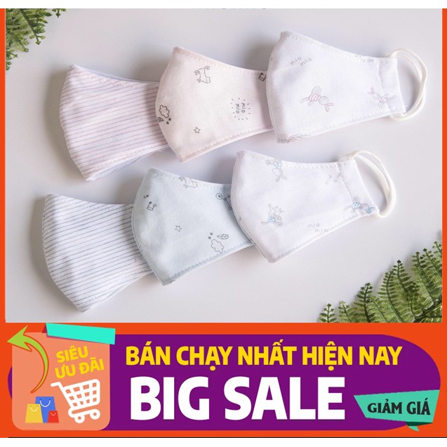 [Giá Tiết Kiệm] Miomio | Set 3 Khẩu Trang Cotton Chống Bụi Mềm Mại (bé 6 tháng - 3 tuổi)