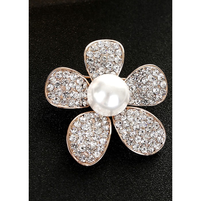 Cài áo thời trang hình hoa 5 cánh đính đá sang trọng GC74