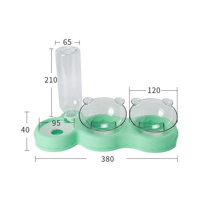 Bộ bát ăn 3in1 cho chó mèo nghiêng 45 độ chống gù, chống sặc, chống nghẹn. Bát ăn đôi kèm bình nước tự động