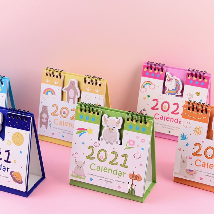 Lịch Để Bàn 2021 Square Hoạt Hình Siêu Dễ Thương Ver. 2( Lịch Đa Năng Ghi Chú Kế Hoạch To Do List)