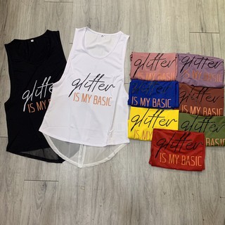 ÁO TANKTOP TẬP GYM NỮ, TANKTOP PHỐI LƯỚI LƯNG GLITTER