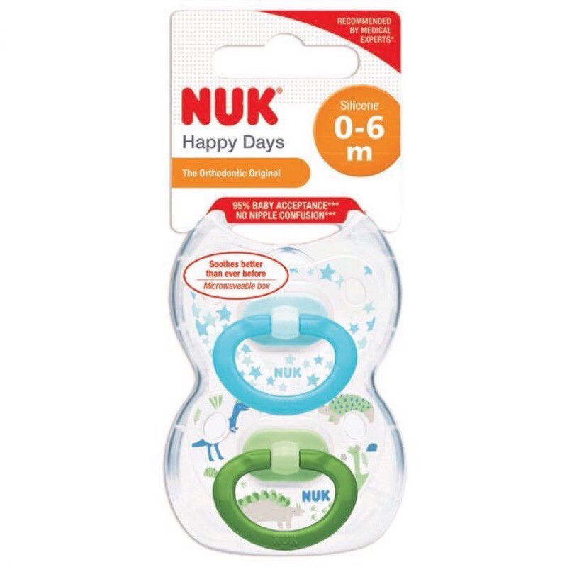 Bộ 2 Ty Giả NUK Classic Silicone Happydays Chính Hãng Nhập Khẩu Đức