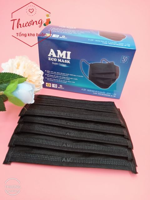 Hộp khẩu trang y tế 4 lớp AMI ( 50c/hộp) đủ màu - Ami official