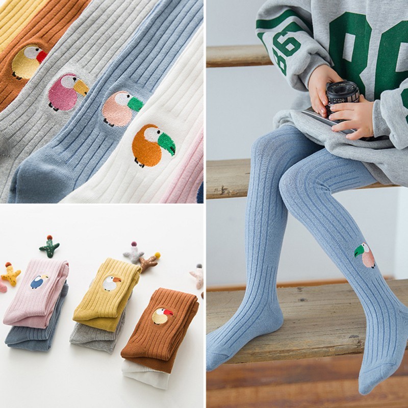 Quần tất cotton giữ ấm chống trượt hoạ tiết thêu cho bé