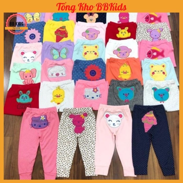Set 10 Quần Chục Dài Thu Đông Trẻ Em Thêu Mông Thú Bé Trai Bé Gái