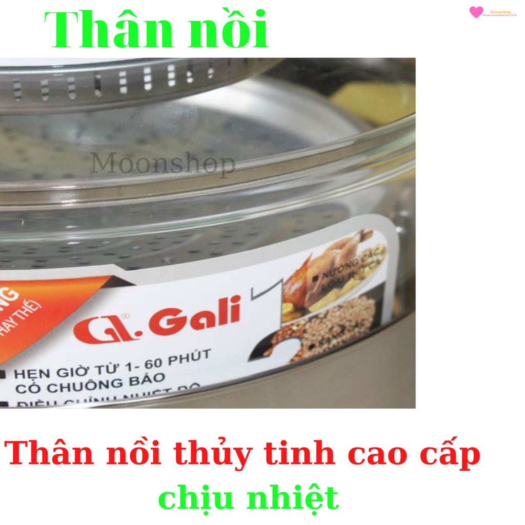 Lò thủy tinh, nồi chiên không dầu, lò nướng điện chất lượng Gali 1300w 17 lít bảo hành 1 năm tặng 5 phụ kiện Moon Store