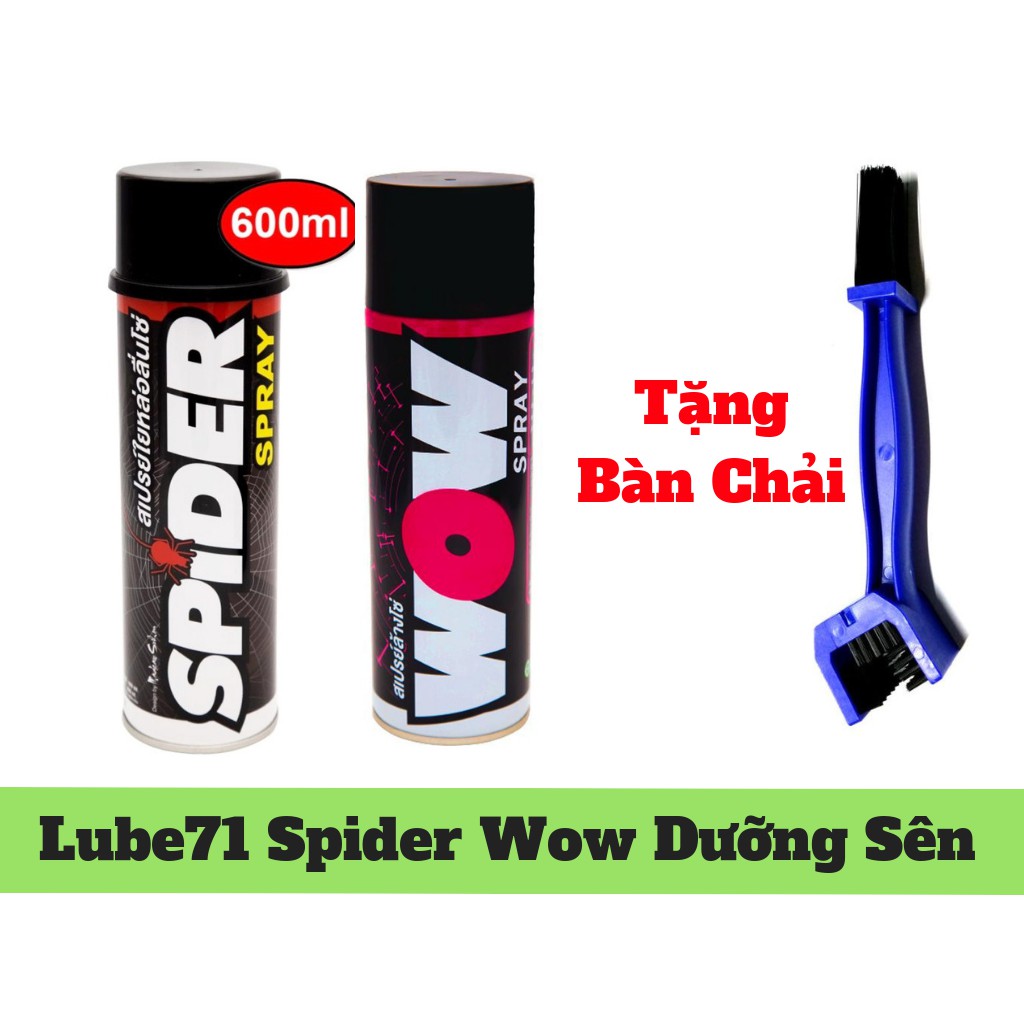 Combo Vệ Sinh Sên Dưỡng Sên Chuyên Nghiệp Lube71 Spider Và Wow + Tặng Bàn Chải