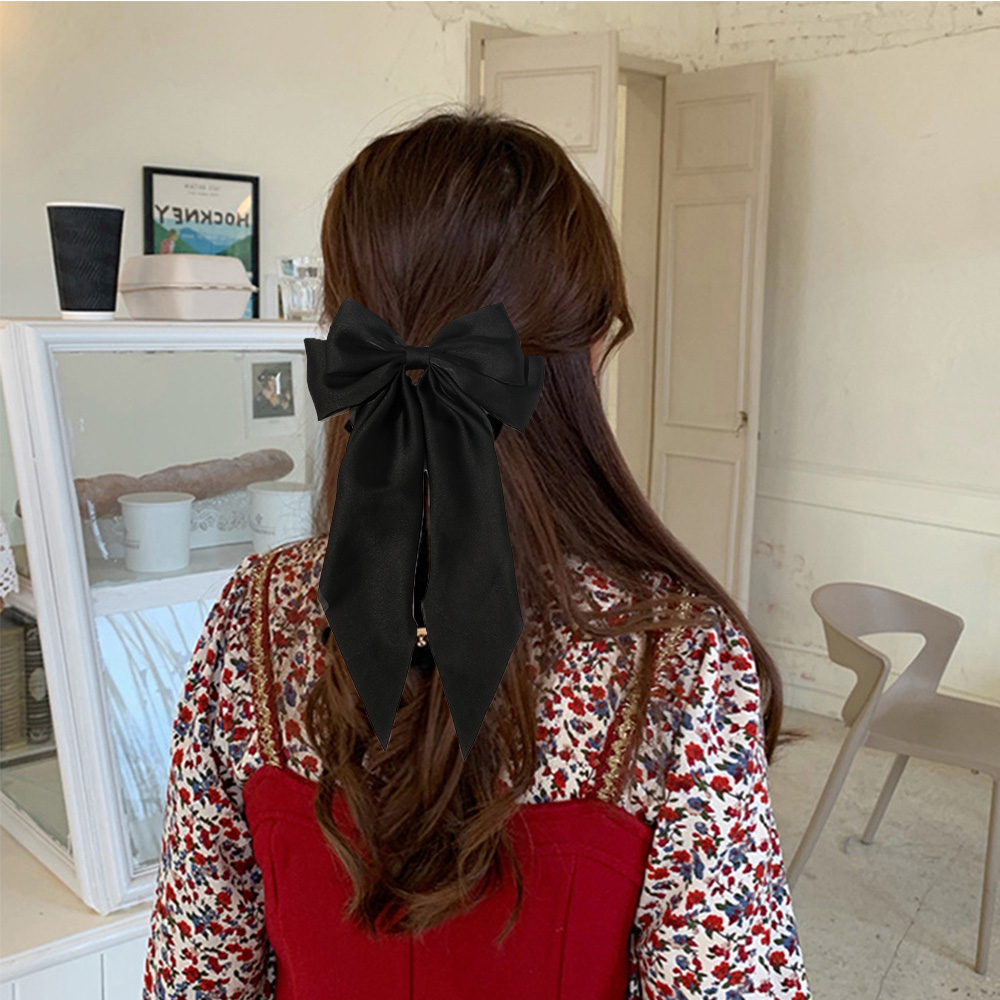 Kẹp Tóc Nơ Lụa Satin 2 Màu Thời Trang Cho Nữ