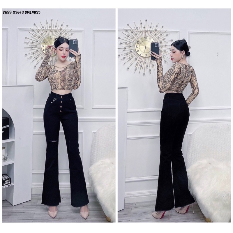 QUẦN BÒ MÀU ĐEN LAI TUA LƯNG CAO NHIỀU NÚC