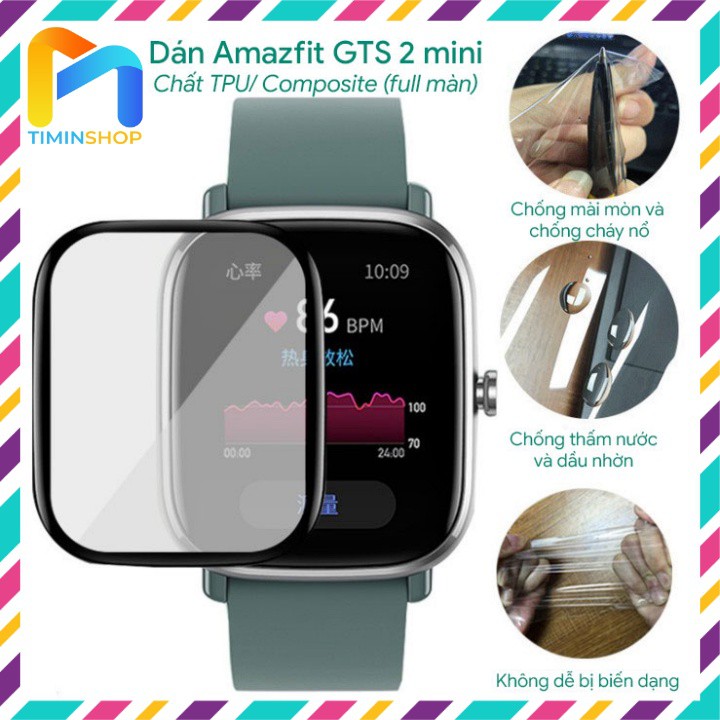 Dán cường lực Amazfit GTS2 mini/ GTS 2/ 2e/ GTS/ Bip U - Cường lực dẻo, full màn