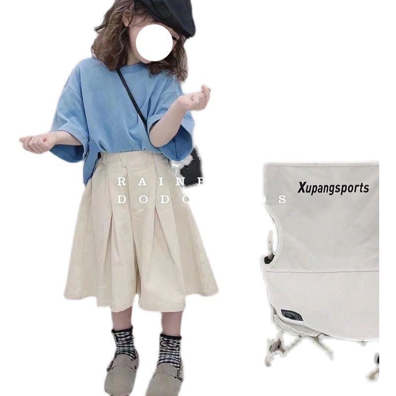 Bộ Áo Thun Cotton Dáng Rộng Màu Trơn + Quần Short Dáng Rộng Thoải Mái Màu Trơn Phong Cách Hàn Quốc Thời Trang Mùa Hè Hàng Mới Dành Cho Bé Gái