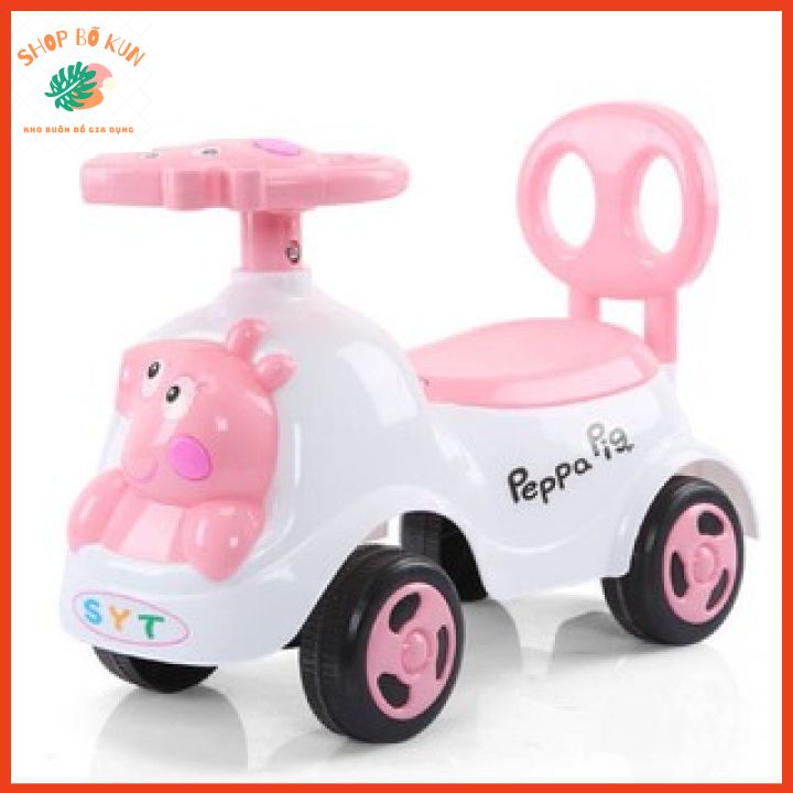 Xe lắc cho bé chòi chân Heo Peppapig cho bé có nhạc+ thùng đồ + tựa lưng