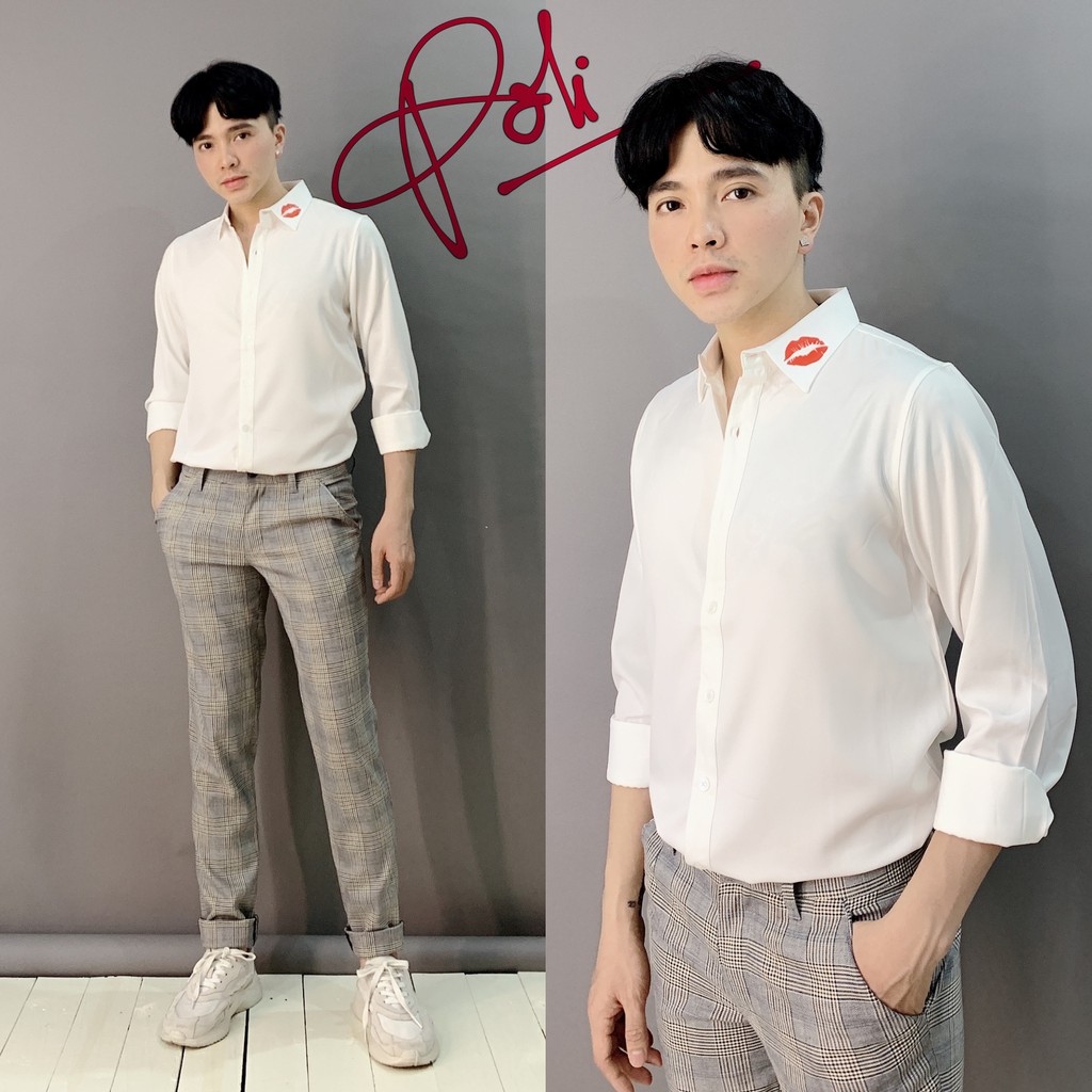 Sơ mi son môi cổ siêu xinh