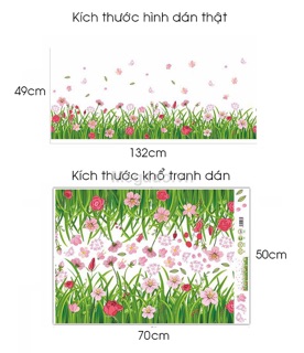 Decal tranh dán chân tường hoa cỏ