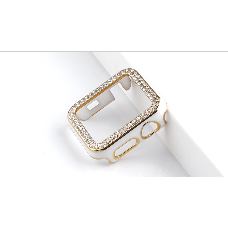 Ốp điện thoại mạ điện hai màu đính kim cương cho iWatch 7/6/5/4/3/2/SE 38 40 41 42 44 45mm