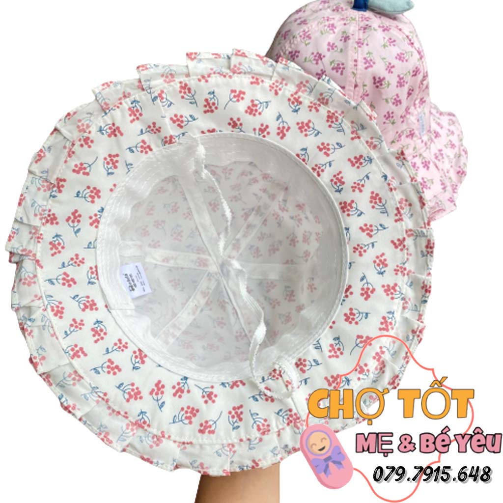 Nón vành bé gái hoa vintage vải siêu mềm xinh yêu cho bé gái 12-24 tháng