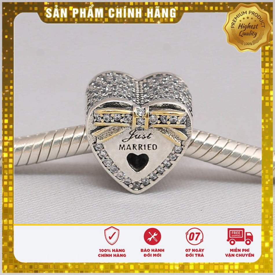 Charm bạc 925 cao cấp, hàng chuẩn bạc - Charm Wedding Day Heart thích