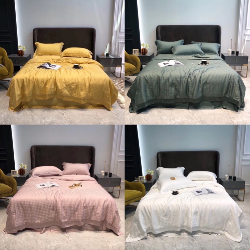 BỘ CHĂN TRẦN HÈ kèm GA GỐI Lụa TENCEL ROMA vân chìm 5D SIÊU MÁT LẠNH (chăn ga gối lụa Tencel) -> được chọn mẫu