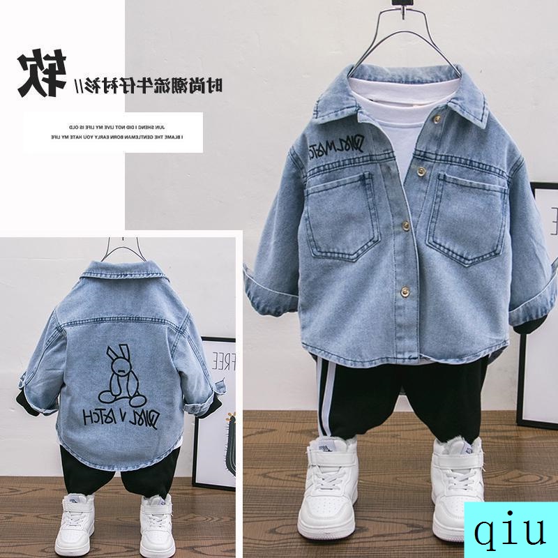 Áo Sơ Mi Denim Phong Cách Châu Âu Thời Trang Thu Xuân Dành Cho Bé Trai Mới 2021