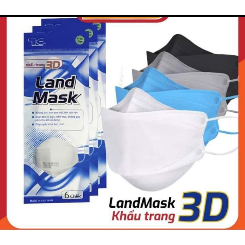 KHẨU TRANG 3D LAND MASK TÚI 6 CHIẾC