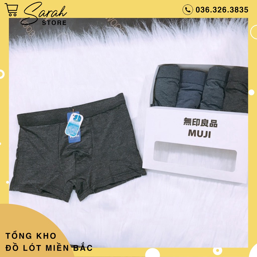 Hộp 4 Quần Lót Đùi 3D Boxer Nam Thun Lạnh Co Giãn 4 Chiều, sịp nam
