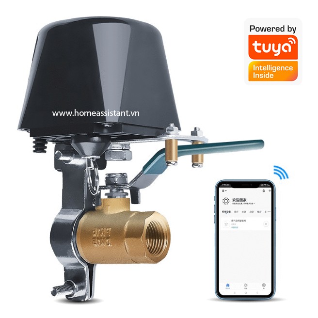 Bộ Đóng Mở Van Nước Tay Gạt Wifi Tuya WVN1