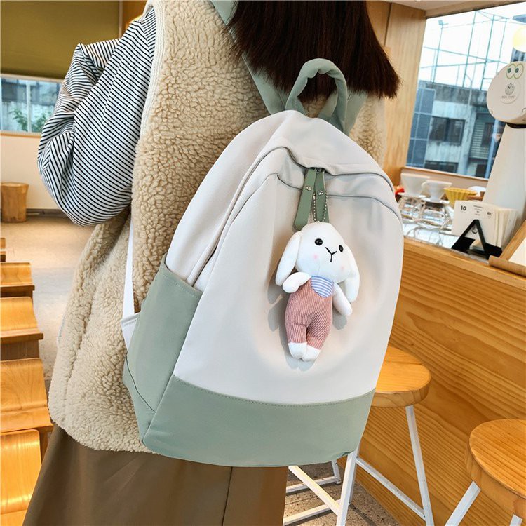 [ Tặng móc khóa gấu TEDDY nâu ] Balo ulzzang thời trang nam nữ đi học chống nước phong cách basic Hàn Quốc, B001