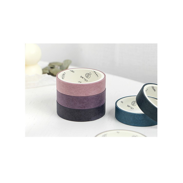 Hộp 6 băng dính trang trí sắc màu đơn giản washi tape