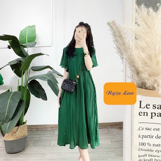 Váy xuông xếp ly dáng dài