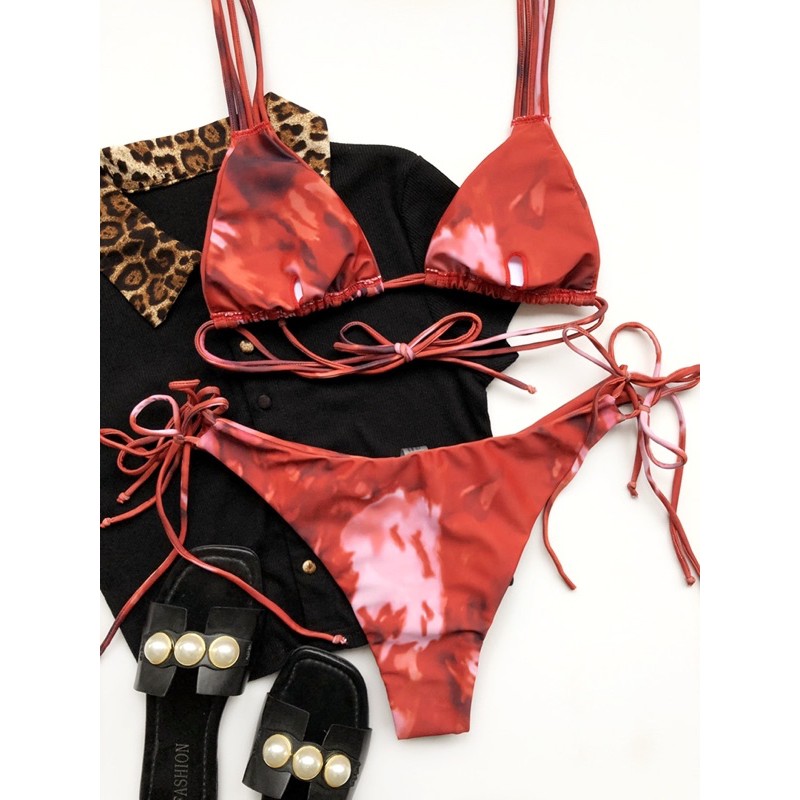 [BKN883] &lt;ÂU&gt; SET BIKINI LOANG XANH/ĐEN/ĐỎ