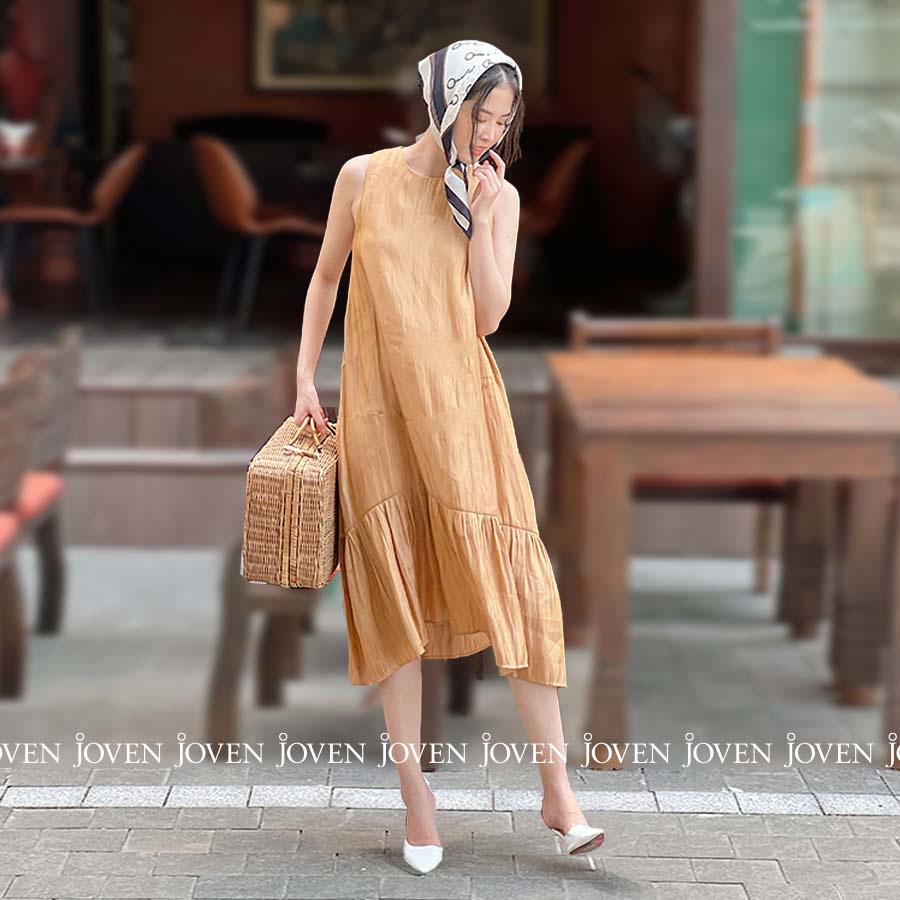 Đầm maxi đuôi cá sang chảnh lụa cao cấp JOVEN, thiết kế tầng xòe suông dáng dài, đi biển đi cafe dạo phố