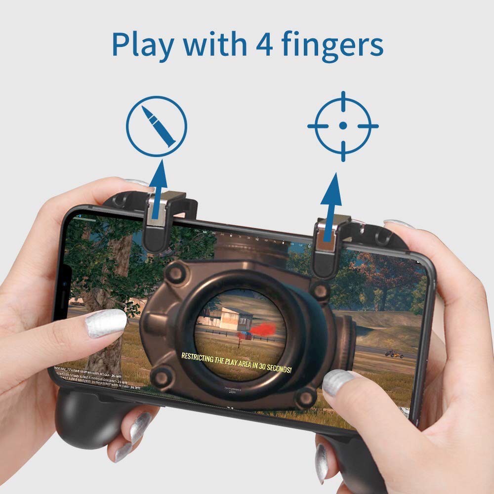 MANGOTEK F1 Tay cầm hỗ trợ chơi game trên điện thoại di động ( 4 trong 1) kèm nút bấm, kiêm sạc dự phòng, đế tản nhiệt