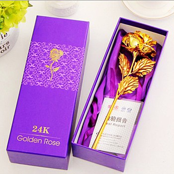 Hoa hồng mạ vàng 24K không đế bông màu vàng ASAM